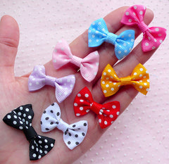 Grosgrain Ribbon Bowties / Polka Dot Bows / Fabric Bow Tie Applique (8pcs / 35mm x 25mm / Mix) Baby Shower Hair Bow DIY Embellishment B043