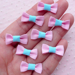 Kawaii Mini Bows / Cute Bow Ties / Tiny Fabric Bowties (8pcs / 20mm x 10mm / Pink) Scrapbooking Baby Hair Clip Making Packaging Supply B034