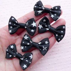 Star Grosgrain Ribbon Bows / Cute Bow Ties Applique / Fabric Bowties (5pcs / 35mm x 24mm / Black) Embellishment Card Making Packaging B063