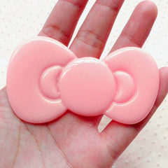 CLEARANCE Large Bow Tie Cabochon Jumbo Big Bowtie Cabochon (79mm x 46mm / Light Pink / Flatback) Sweet Lolita Decoden Cabochon Kawaii Supplies CAB048