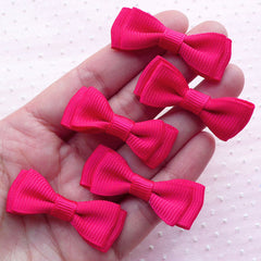 Double Bow Ties / Fabric Bows Applique / Grosgrain Ribbon Bowties (5pcs / 40mm x 15mm / Dark Pink) Party Decor Hair Accessories Making B086