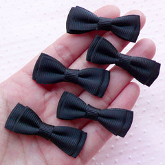 CLEARANCE Double Bowties / Fabric Bows Applique / Grosgrain Ribbon Bow Ties (5pcs / 40mm x 15mm / Black) Wedding Party Decoration Sewing Supplies B083