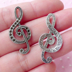 CLEARANCE Music Note / G-clef / Treble Clef Charms (5pcs) (32mm x 15mm / Tibetan Silver) Music Charm Pendant Bracelet Earrings Keychains CHM314