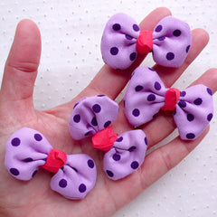 Polka Dot Bows / Cotton Fabric Bowties / Bow Tie Applique (4pcs / 50mm x 35mm / Purple) Baby Hair Accessories Making Hairclip Hair Band B090