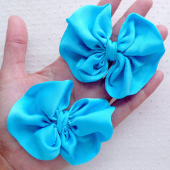 Big Chiffon Bows / Fabric Bow / Ribbon Applique (2pcs / 75mm x 65mm / Blue) Hair Bow Making Headband DIY Hair Accessory Embellishment B096