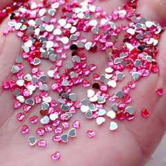 2.5mm Heart Rhinestones Acrylic Rhinestones (Pink) (Around 100pcs) Miniature Sweets Deco Nail Art Nail Decoration RHE058