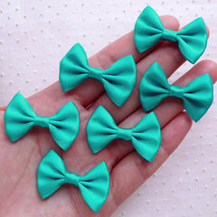 CLEARANCE Teal Ribbon Bows / Satin Fabric Bowties (6pcs / 35mm x 25mm / Blue Green) Hair Accessories Jewellery Making Scrapbook Packaging Sewing B104