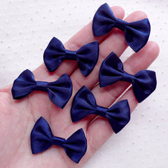 CLEARANCE Navy Blue Bows / Satin Ribbon Bowties / Fabric Bow Ties (6pcs / 35mm x 25mm / Navy Blue) Headband DIY Sewing Supplies Party Decoration B106