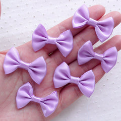 Purple Fabric Ribbon Bow Tie / Fairy Kei Satin Bows (6pcs / 35mm x 25mm / Light Purple) Hair Bows Headband Making Wedding Embellishment B109