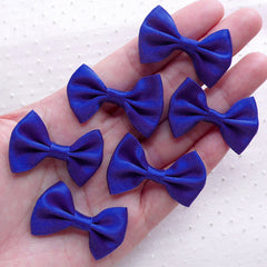 CLEARANCE Satin Ribbon Bows / Fabric Bow Ties (6pcs / 35mm x 25mm / Royal Blue) Decoden Wedding Party Decoration Favor Packaging Scrapbook Sewing B110