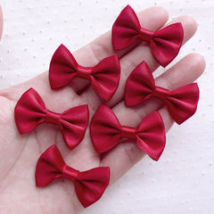 Fabric Ribbon Bow Tie / Satin Bows (6pcs / 35mm x 25mm / Wine Red) Hair Clip Headbands Jewelry Making Valentines Day Gift Decoration B115