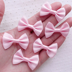 Satin Ribbon Bows / Fabric Bow Ties (6pcs / 35mm x 25mm / Light Pink) Fairy Kei Hair Accessory Wedding Baby Shower Party Decoration B119