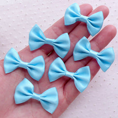 Blue Fabric Bows / Satin Ribbon Bow Ties (6pcs / 35mm x 25mm / Sky Blue) Decoden Headband Wedding Favor Decoration Sewing Embellishment B107