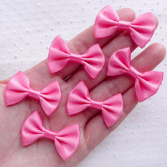Satin Bow Tie / Fabric Ribbon Bows (6pcs / 35mm x 25mm / Pink) Hair Clip Hairbows Making Wedding Party Baby Shower Favor Decoration B111