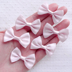 CLEARANCE Small Satin Ribbon Bows / Fabric Bowties (6pcs / 35mm x 25mm / Very Light Pink) Hair Accessory Making Baby Girl Shower Favor Decoration B114