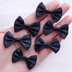 Black Fabric Bow Ties / Small Satin Ribbon Bows (6pcs / 35mm x 25mm / Black) Wedding Invitation Card Hair Bows Hairclip Headband Making B116