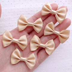 CLEARANCE Satin Ribbon Bowtie / Fabric Bows (6pcs / 35mm x 25mm / Sandy Beige) Hair Bows Headband DIY Jewelry Wedding Decoration Embellishment B117