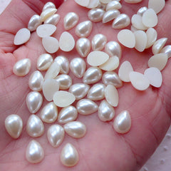 Tear Drop Pearl / ABS Faux Pearls / Pearlised Teardrop Cabochons (Cream White / 6mm x 8mm / 120pcs / Flatback) Wedding Embellishment PES89