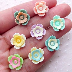 CLEARANCE Tiny Flower Cabochons / Assorted Mini Floral Cabochon Mix (8pcs / 14mm / Pastel / Flatback) Earrings Making Spring Embellishment CAB470