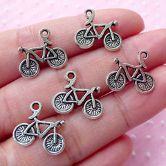 CLEARANCE Bicycle Charms (5pcs) (20mm x 15mm / Tibetan Silver / 2 Sided) Kawaii Charms Pendant Bracelet Earrings Zipper Pull Bookmarks Keychain CHM519