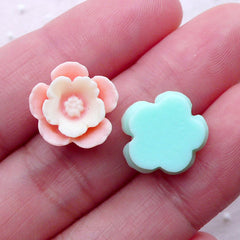 CLEARANCE Tiny Flower Cabochons / Assorted Mini Floral Cabochon Mix (8pcs / 14mm / Pastel / Flatback) Earrings Making Spring Embellishment CAB470