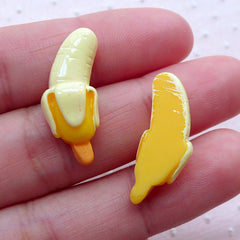 Banana Ice Cream Cabochons (3pcs / 10mm x 24mm / Flatback) Miniature Sweets Deco Fruit Dessert Decoden Kawaii Whimsical Decoration FCAB306