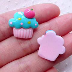 Assorted Cupcake Cabochons (5pcs / 18mm / Flatback) Miniature Sweets Deco Kawaii Dekoden Whimsical Jewellery Scrapbook Embellishment FCAB308