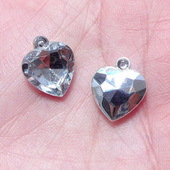 Heart Rhinestone Drop / Acrylic Heart Charms (8pcs / 12mm x 14mm / Clear) Sparkly Charm Bling Charm Valentines Day Gift Decoration CHM2105