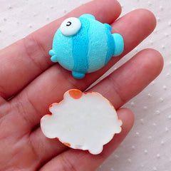 CLEARANCE Tropical Fish Cabochon / Decoden Cabochon Mix (7pcs / 31mm x 26mm / Flatback) Beach Party Decoration Sea Life Marine Baby Shower Deco CAB489