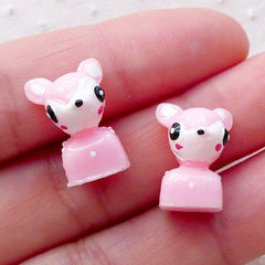 3D Roe Deer Cabochon / Decoden Cabochons (2pcs / 12mm x 15mm / Pink) Kawaii Phone Case Fairy Garden Whimsical Animal Embellishment CAB485