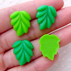 Leaf Cabochons / Leaves Cab (4pcs / 15mm x 19mm / Green & Light Green / Flatback) Floral Embellishment Card Decoration Phone Decoden CAB487