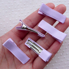 Toddler Hair Clip / Non Slip Barrette / Alligator Clips Blank w/ Grosgrain Ribbon (5pcs / Purple) Baby Girl Hair Accessory Hairbow DIY F304