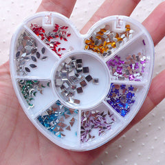 Nail Art Rhinestones Mix (2 to 3mm / Triangle Square Teardrop Flower Bow Crescent Navette Rhombus) Colorful Nail Decoration Manicure NAC293