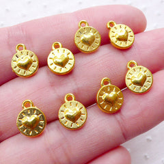 Small Heart Tag Charms (8pcs / 8mm x 10mm / Gold / 2 Sided) Wedding Valentines Day Packaging Supplies Love Jewelry Gift Decoration CHM2111