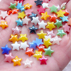 Small Star Ceramic Cabochon (50pcs / 8mm / Colorful Mix / Flat Back) Kawaii Little Star Embellishment Scrapbook Decoden Card Decoration CAB496