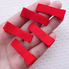 CLEARANCE Alligator Clips w/ Grosgrain Ribbon / Non Slip Hair Clip Blanks / Toddler Barrette (5pcs / Red) Babies Hair Accessory Hair Bow DIY F305