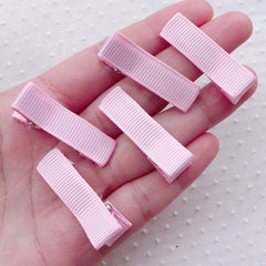 Non Slip Alligator Clips w/ Grosgrain Ribbon / Baby Barrettes / Hairclip Blanks (5pcs / Light Pink) Infant Hair Accessory Hair Bows DIY F307