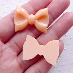 CLEARANCE Bow Cabochon / Kawaii Bowtie Cabochons (2pcs / 30mm x 22mm / Light Orange / Flat Back) Decoden Phone Case Embellishment Hair Clip DIY CAB500