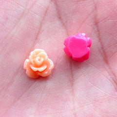 Mini Rose Cabochon Mix / Assorted Tiny Flower Cabs (13pcs / 8mm / Flat Back) Floral Nail Art Decoration Manicure Earrings Making NAC296