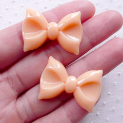 CLEARANCE Bow Cabochon / Kawaii Bowtie Cabochons (2pcs / 30mm x 22mm / Light Orange / Flat Back) Decoden Phone Case Embellishment Hair Clip DIY CAB500