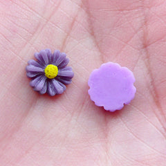 Tiny Daisy Cabochon / Mini Chrysanthemum Mix / Assorted Flower Cabs (8pcs / 9mm / Flat Back) Small Coneflower Feverfew Floral Nailart NAC299