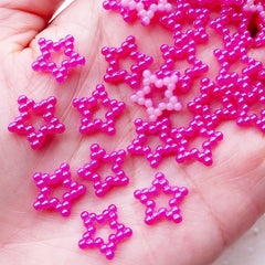 ABS Pearlised Star Ring Cabochons / Beaded Star Pearl Cabochon (Purple Pink / 12mm / around 30pcs) Kawaii Phone Case Decoden Scrapbook PES97
