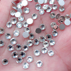 SS16 Crystal / 4mm Glass Round Rhinestones / 12 Faceted Cut Diamonds Gems (Around 100pcs / Clear) Wedding Nail Art Kawaii Decoden RH-G002