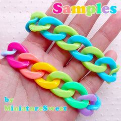 Acrylic Chain Big Open Links (Salmon / 17mm x 23mm / 10pcs) Rainbow Jewellery Chunky Bracelet Kawaii Plastic Necklace Cute Mix & Match F199