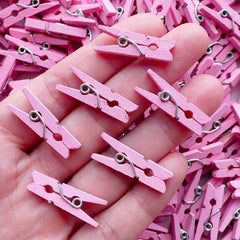 Little Wooden Clothes Pins / Tiny Clothespins / Small Clothespegs / Mini Clothes Pegs (15pcs / 25mm or 1 inch / Pink) Cute Embellishment F194