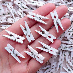 Painted Clothes Pegs / Small Clothes Pin / Mini Clothespeg / Little Wooden Clothespins (15pcs / 25mm or 1 inch / White) Photo Holder DIY F309