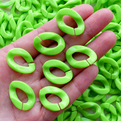 Large Plastic Chain Open Links (Apple Green / 17mm x 23mm / 10pcs) Colorful Chunky Jewellery Necklace Bracelet Mix & Match Kawaii Retro F197