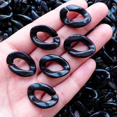 Big Plastic Chain Open Links (Black / 17mm x 23mm / 10pcs) Chunky Jewelry Acrylic Bracelet Necklace Handbag Purse Charm Cable Chain F200