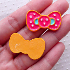 Bow Tie Sugar Cookie Cabochons (2pcs / 30mm x 18mm / Flat Back) Kawaii Phone Case Fake Sweets Deco Lolita Embellishment Whimsical FCAB324