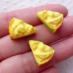 CLEARANCE Dollhouse Mango Cake Slice Cabochons (3pcs / 13mm x 17mm / Flatback) Kawaii 3D Miniature Sweets Decoden Phone Case Whimsical Decor FCAB328